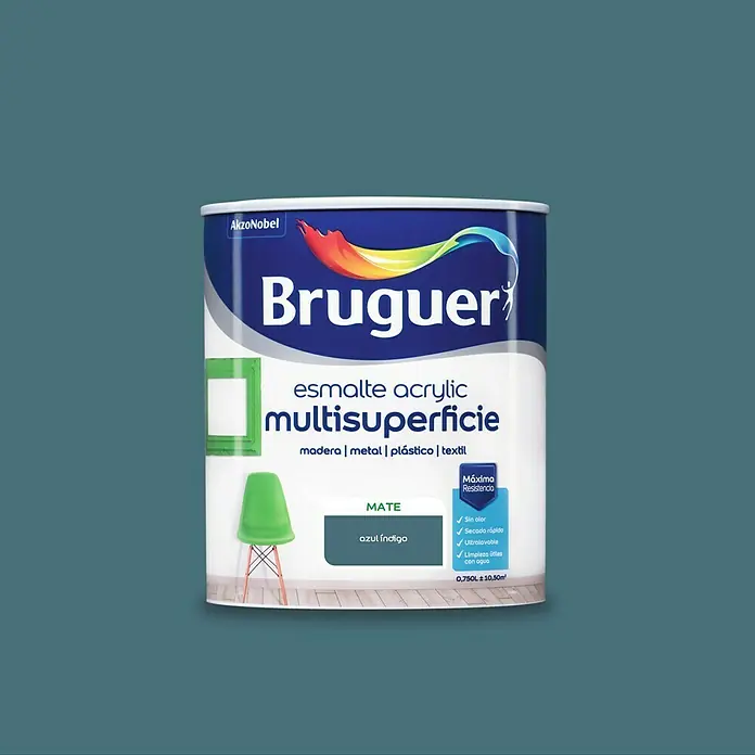 Bruguer Esmalte de color Acrylic Multisuperficie - Azul Indigo, 750 ml, Mate