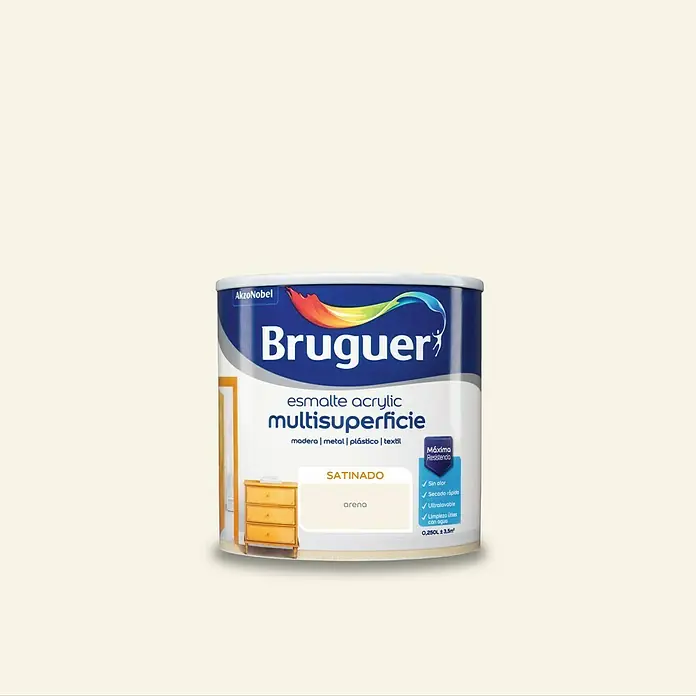 Bruguer Esmalte de color Acrylic Multisuperficie - Arena, 250 ml, Satinado