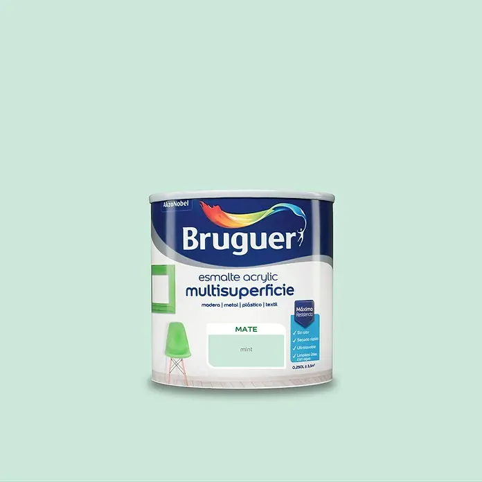 Bruguer Esmalte de color Acrylic Multisuperficie - Mint, 250 ml, Mate