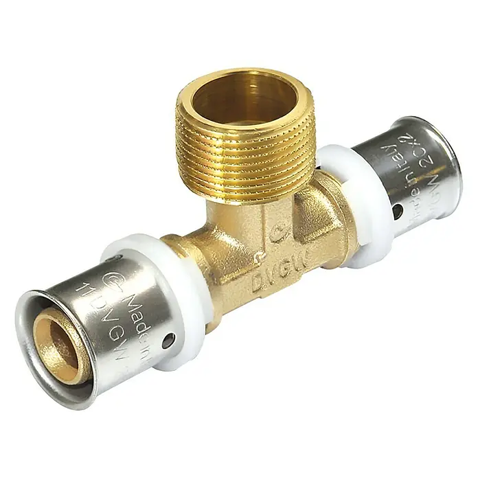 Press-T-Stück - Durchmesser: 26 mm, Außengewinde: ¾″
