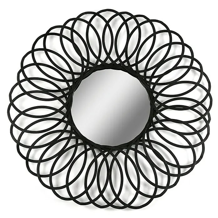 Espejo redondo Espiral - Diámetro: 80 cm, Negro