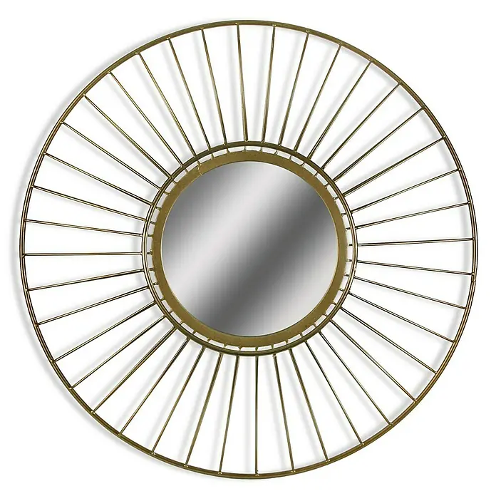 Espejo redondo Radiales - Diámetro: 70 cm, Oro