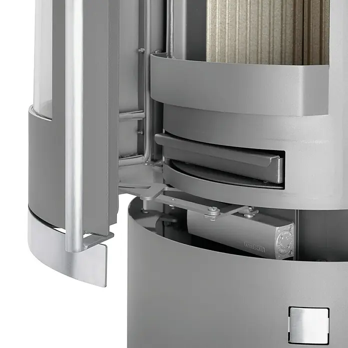 Justus Kaminofen Faro W+ 2.0 - 7 kW, Raumheizvermögen: 144 m³, Verkleidung: Speckstein, Schwarz - Detailaufnahme