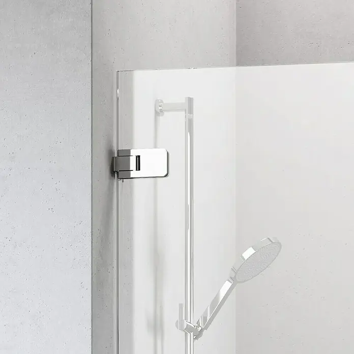 Camargue Air Eckdusche C24+C22 - 97,5 x 77,5 x 200 cm, Stärke: 8 mm, Silber - Detailaufnahme