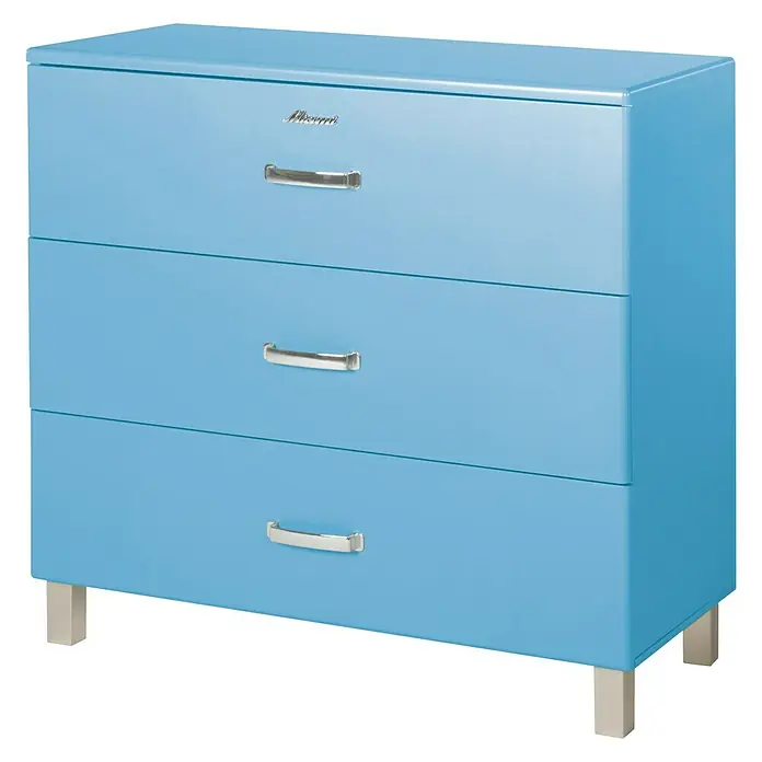 Phönix Miami Kommode - L x B x H: 43 x 97,6 x 88,8 cm, Hellblau, Anzahl Schubladen: 3 Stk. - Linke Seitenansicht