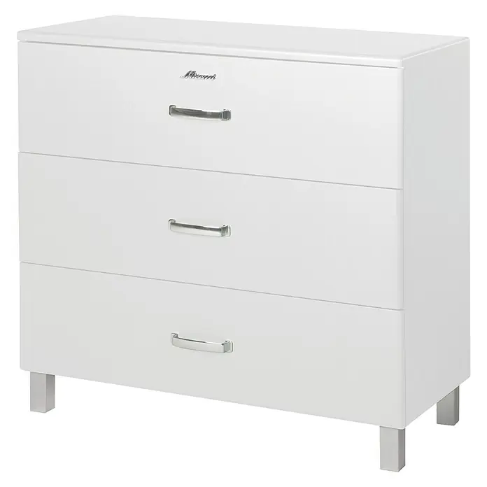 Phönix Miami Kommode - L x B x H: 43 x 97,6 x 88,8 cm, Weiß, Anzahl Schubladen: 3 Stk. - Linke Seitenansicht