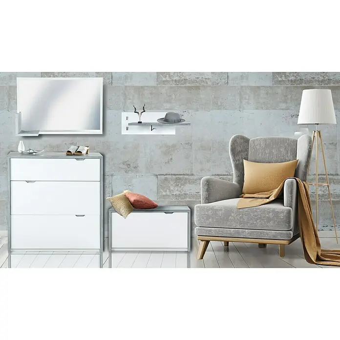 Phönix Bruno Sitzbank - L x B x H: 36 x 90 x 46,7 cm, Grau/Weiß - Stimmungsaufnahme