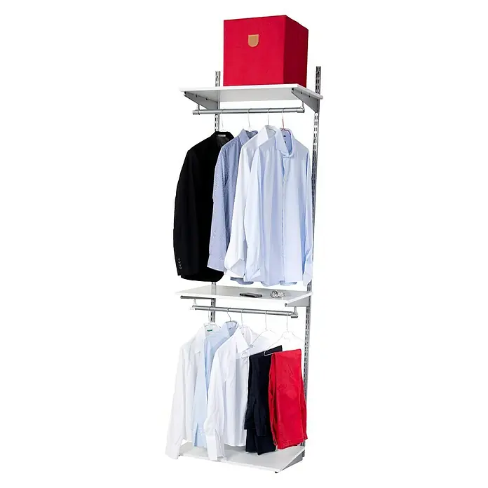 Phönix Wandregal-Set Staxx Diele - L x B x H: 47 x 66 x 223 cm, Traglast: 20 kg/Boden, Weiß/Grau - Vorderansicht