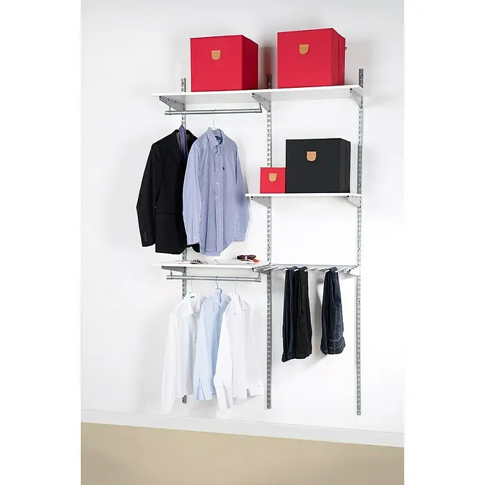 Phönix Wandregal-Set Staxx Diele - L x B x H: 47 x 66 x 223 cm, Traglast: 20 kg/Boden, Weiß/Grau - Anwendungsbeispiel
