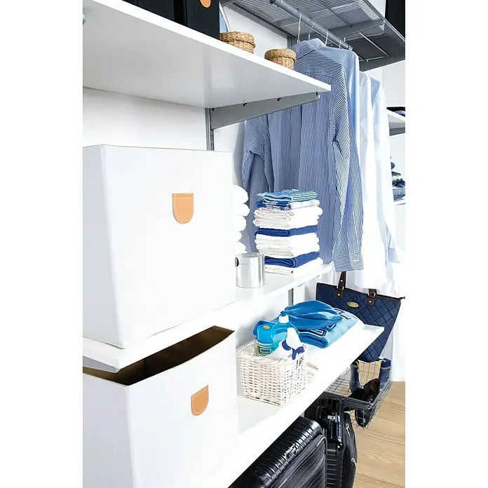 Phönix Wandregal-Set Staxx Diele - L x B x H: 47 x 66 x 223 cm, Traglast: 20 kg/Boden, Weiß/Grau - Detailaufnahme