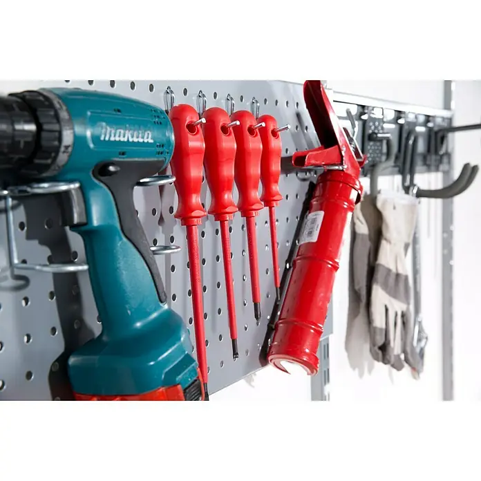 Phönix Wandregal-Set Staxx Garage - L x B x H: 62 x 65 x 223,6 cm, Traglast: 20 kg/Boden, Holzfarben/Grau - Detailaufnahme