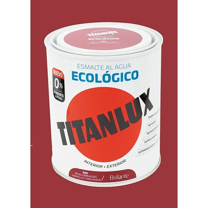 Titanlux Esmalte de color Eco - Rojo carruajes, 750 ml, Brillante