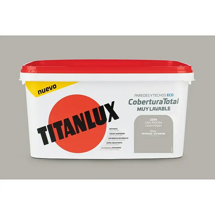 Titan Pintura para paredes Cobertura total - Gris piedra, 4 l, Mate
