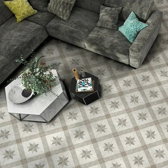 Pavimento hidráulico Southampton - 45 x 45 cm, Gris, Mate - Foto ambiente
