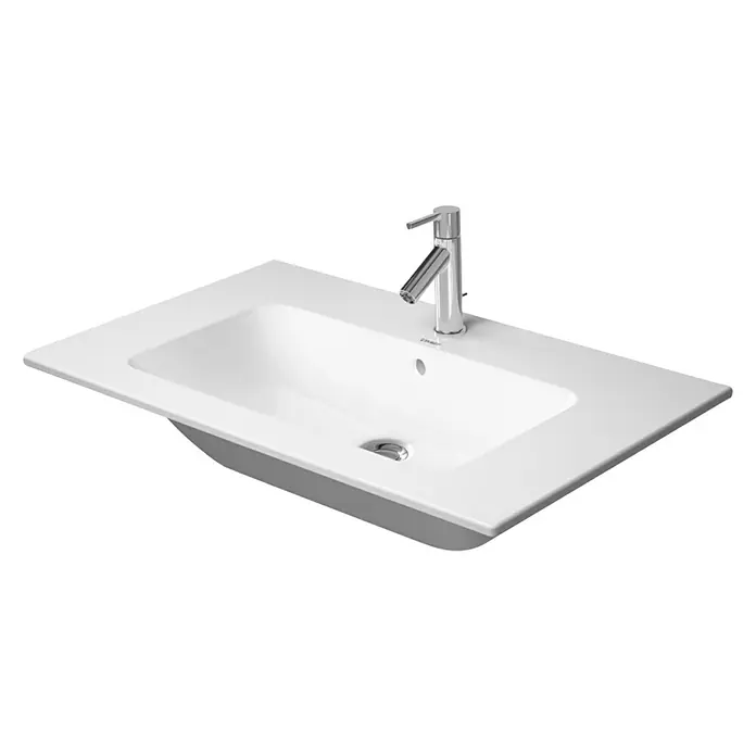 Duravit ME by Starck Waschtisch Typ 1 - 83 x 49 cm, Mit schmutzabweisender Glasur, Hahnloch: Mitte, Mit Überlauf, Weiß - Vorderansicht