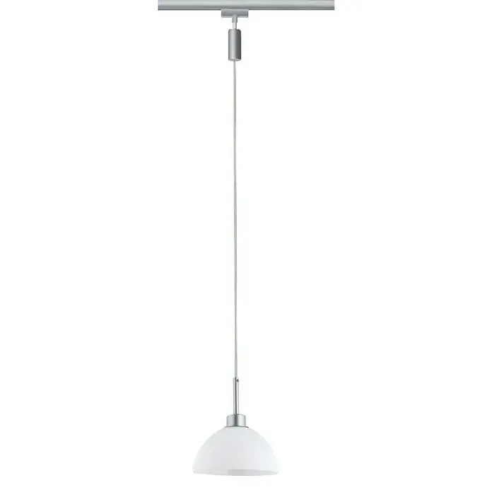 Paulmann URail Pendelleuchte Sarrasani - 1-flammig, 10 W, Opal, Chrom matt, Höhe: 135 cm - Vorderansicht