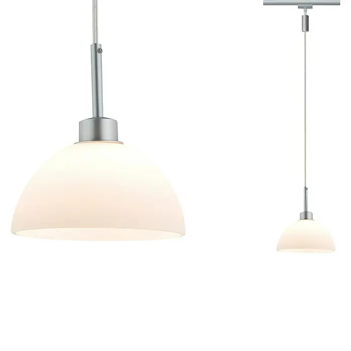 Paulmann URail Pendelleuchte Sarrasani - 1-flammig, 10 W, Opal, Chrom matt, Höhe: 135 cm - Anwendungsbeispiel