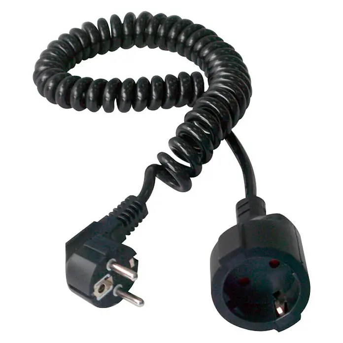 Electraline Alargo espiral - 2,5 m, Negro