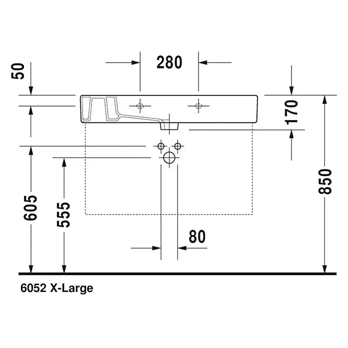 Duravit Vero Waschtisch - 85 x 49 cm, Ohne Spezialglasur, Hahnloch: Mitte, Mit Überlauf, Weiß, Ungeschliffen