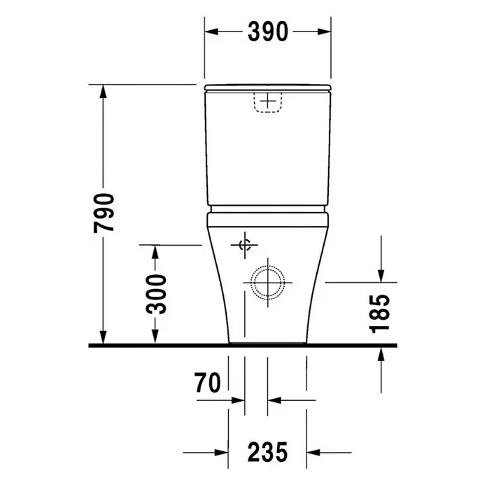 Duravit DuraStyle Stand-WC-Kombination Typ 1 - Mit Spülrand, Mit schmutzabweisender Glasur, Spülform: Tief, WC Abgang: Waagerecht, Weiß