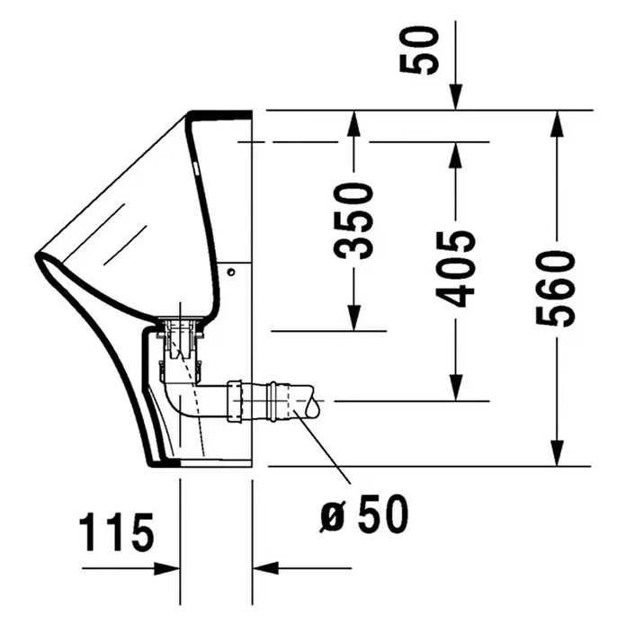 Duravit DuraStyle Urinal - Ohne Spülrand, Mit schmutzabweisender Glasur, Zulauf: Hinten, Absaugspülung, Farbe: Weiß, Ohne Zielobjekt