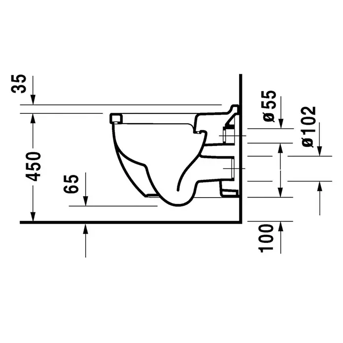 Duravit Starck 3 Wand-WC Comfort - Mit Spülrand, Ohne Spezialglasur, Spülform: Tief, WC Abgang: Waagerecht, Weiß