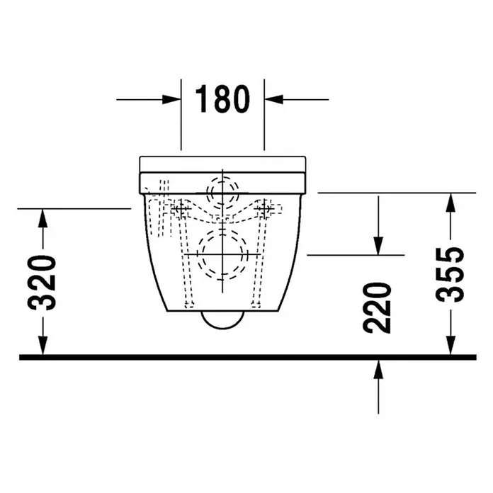 Duravit Starck 3 Wand-WC Typ 1 - Mit Spülrand, Mit schmutzabweisender Glasur, Spülform: Tief, WC Abgang: Waagerecht, Weiß