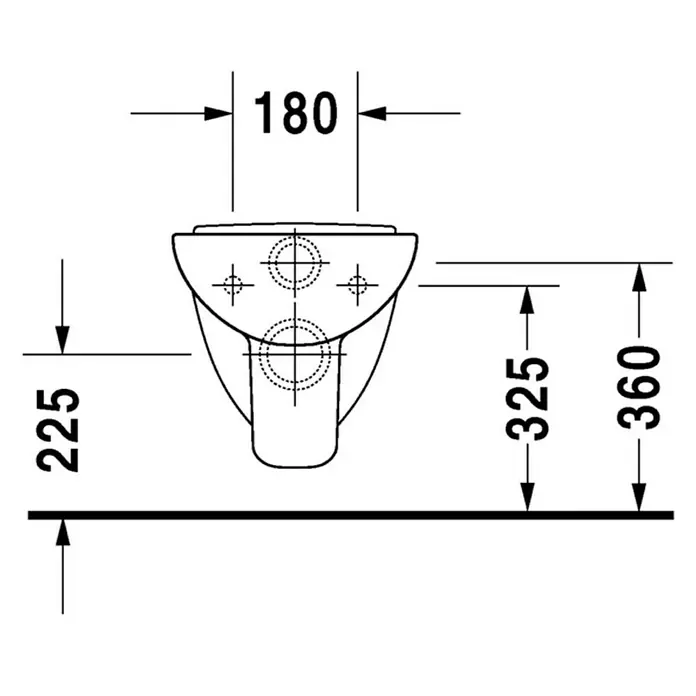 Duravit D-Code Wand-WC Compact - Mit Spülrand, Mit antibakterieller Glasur, Spülform: Tief, WC Abgang: Waagerecht, Weiß