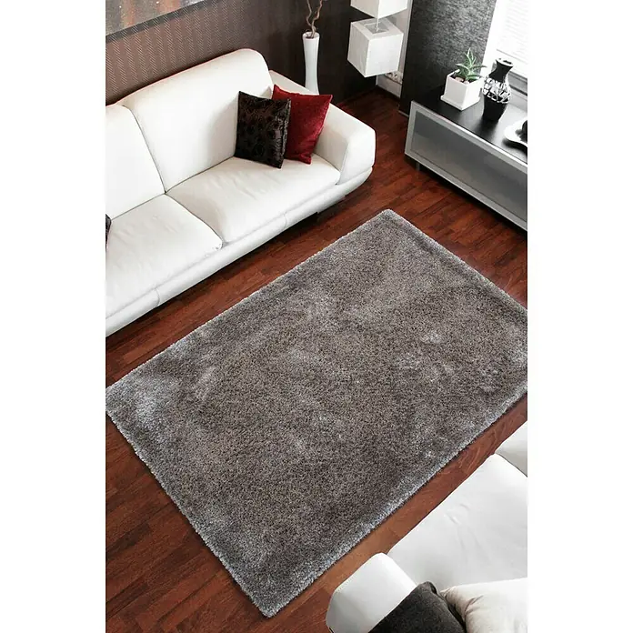 Kayoom Hochflorteppich Macas - Silber, 290 x 200 cm, 100 % Polyester - Stimmungsaufnahme
