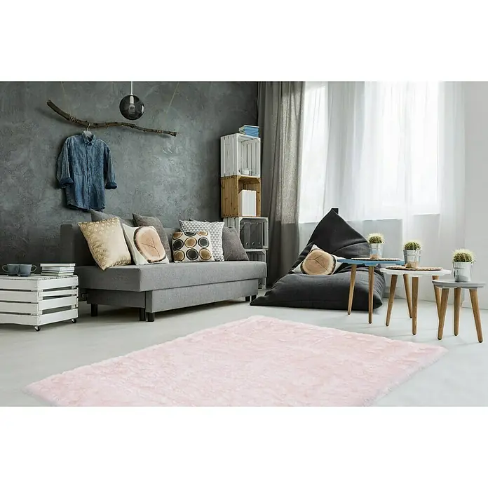 Kayoom Teppich Crown - Weiß/Puderrosa, 150 x 80 cm, 100 % Polyester - Stimmungsaufnahme