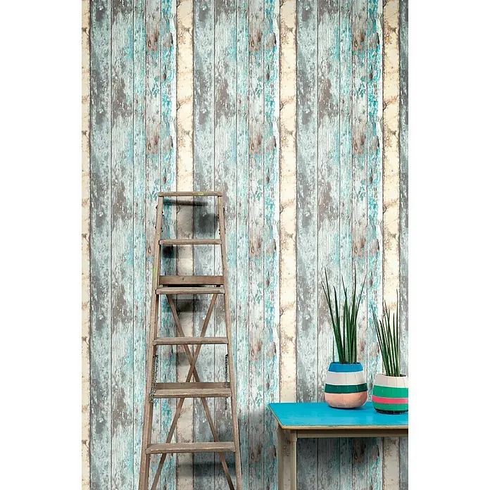 Papierbehang - Bont, Fijne structuren, Look /Uiterlijk: Houtlook, 10,05 x 0,53 m