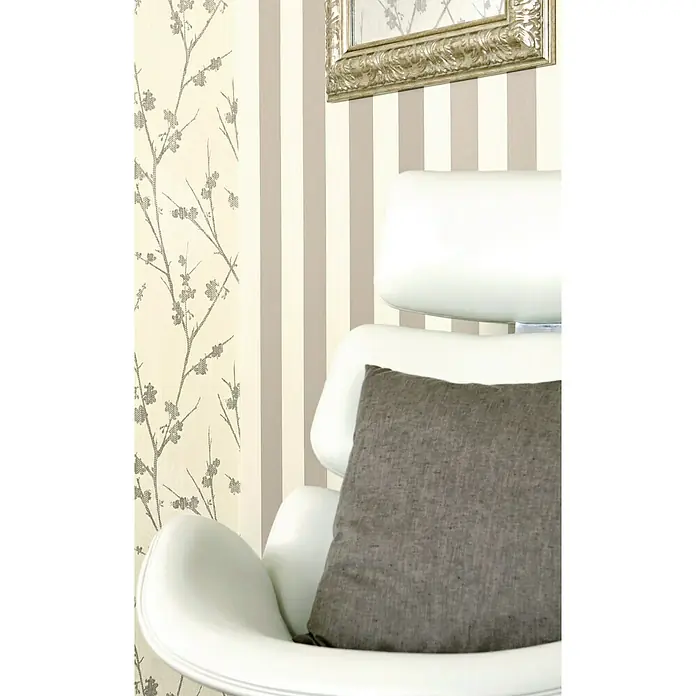 Papel pintado Básico a rayas - Marrón/Beige, 10 x 0,53 m