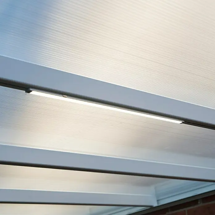 Nadstrešnica za terasu Tuscany LED - Dubina: 3 m, Š x V: 5,46 x 2,1 m, Bijele boje