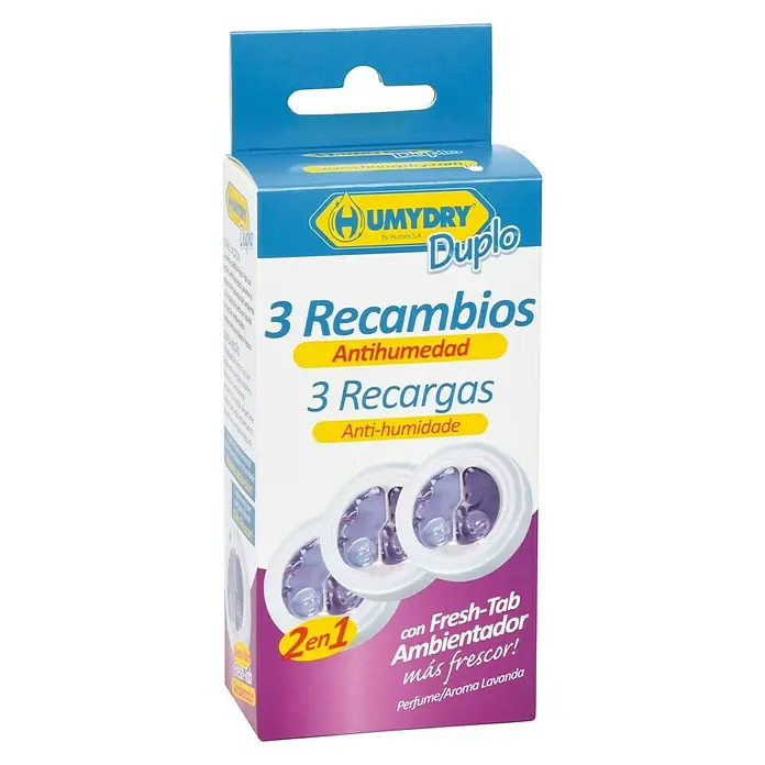 Humydry Pack de recambios para el deshumidificador Mini Tab - Lavanda, 3 ud.
