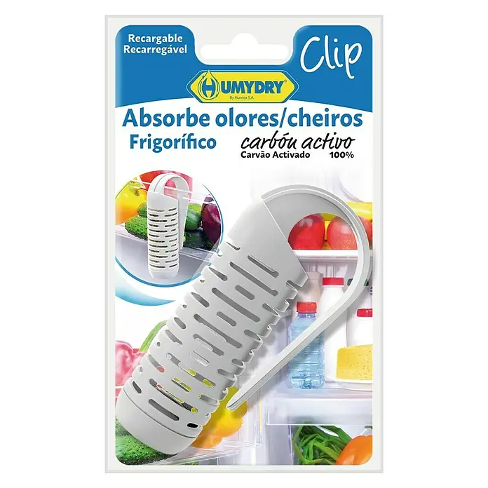 Humydry Eliminador de olores Clip Nevera - 15 g, Carbón activo