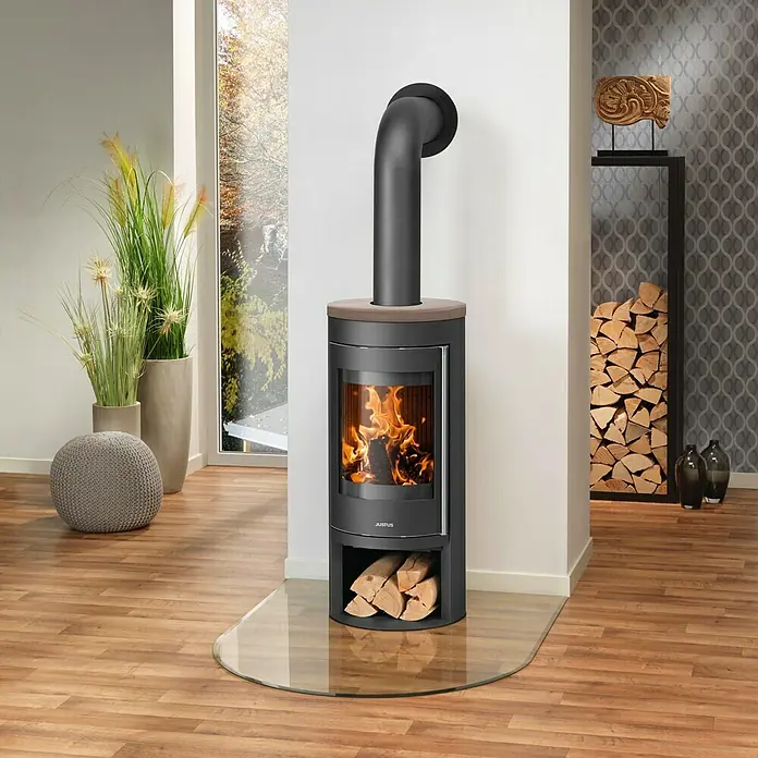 Justus Kaminofen Mino 2.0 - 5 kW, Raumheizvermögen: 88 m³, Material Abdeckung: Keramik, Schwarz/Braun