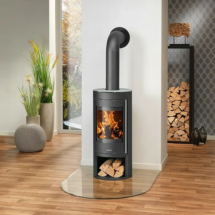Justus Kaminofen Mino 2.0 - 5,5 kW, Raumheizvermögen: 88 m³, Material Abdeckung: Glas, Schwarz