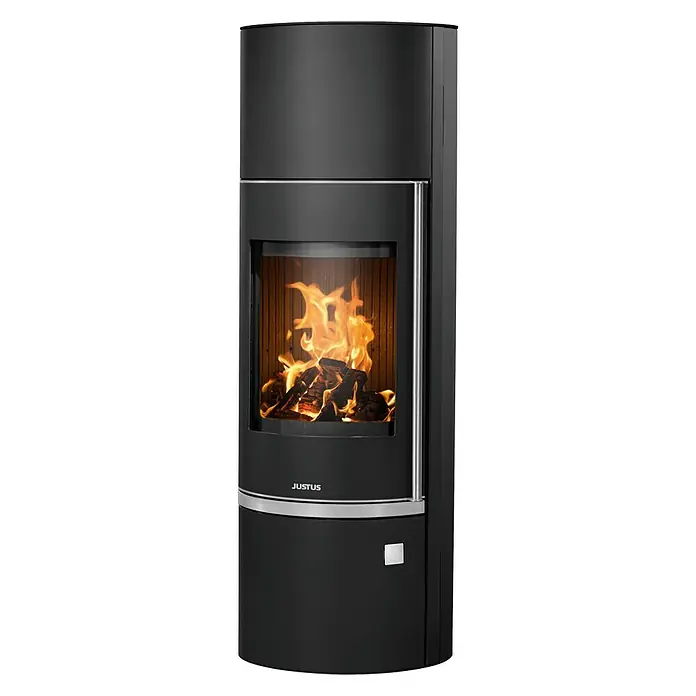 Justus Kaminofen Faro W+ 2.0 - 7 kW, Raumheizvermögen: 144 m³, Material Abdeckung: Stahl, Schwarz