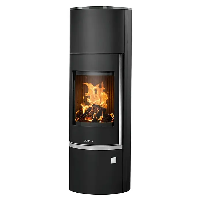 Justus Kaminofen Faro W+ 2.0 - 7 kW, Raumheizvermögen: 144 m³, Material Abdeckung: Glas, Schwarz