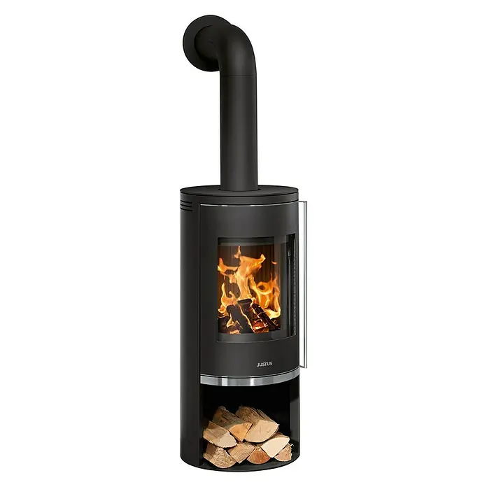 Justus Kaminofen Faro 2.0 - 6 kW, Raumheizvermögen: 124 m³, Material Abdeckung: Stahl, Schwarz