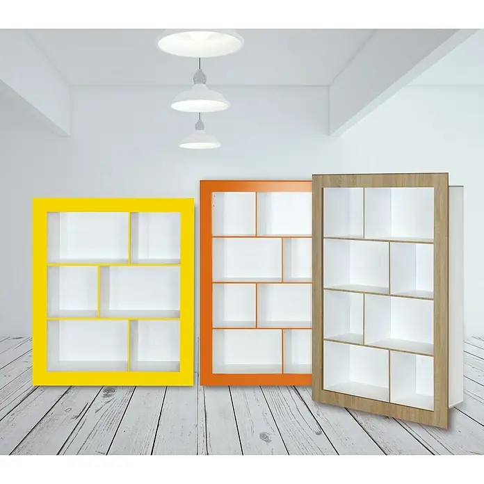 Phönix Regal Frame - L x B x H: 31,5 x 108,8 x 123,3 cm, Weiß/Gelb, Traglast: 5 kg/Boden - Stimmungsaufnahme