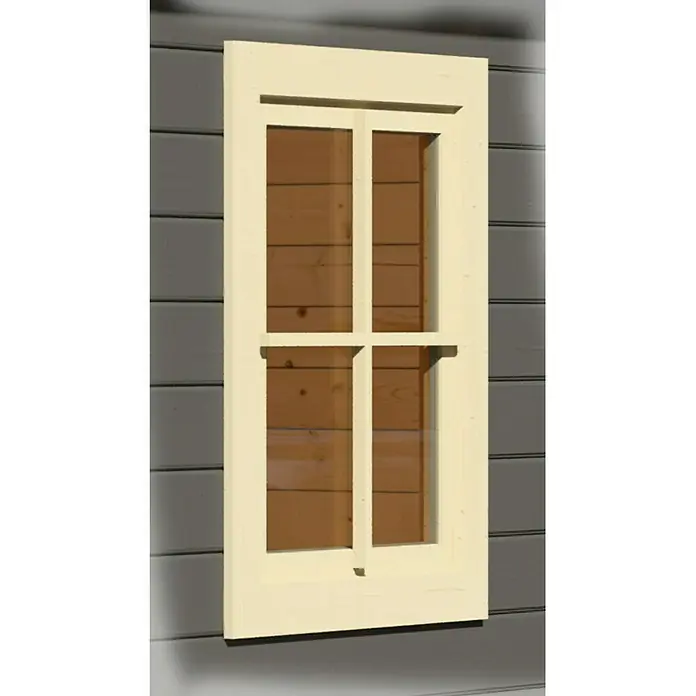Karibu Fenster-Element - Elfenbeinweiß, Glas, 80 x 69 cm - Vorderansicht