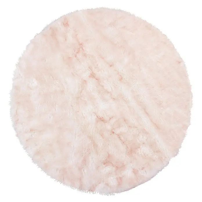 Kayoom Teppich Crown - Weiß/Puderrosa, Durchmesser: 160 cm, 100 % Polyester, Rund - Ansicht von oben