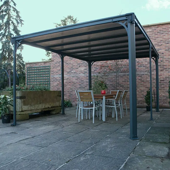 Palram – Canopia Pavillon Milano 4300 - L x B: 435,9 x 315,5 cm, Bronze, Anthrazit - Vorderansicht
