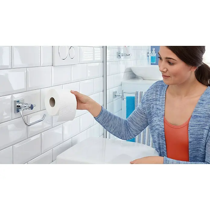 Tesa Hukk Toilettenpapierhalter - Ohne Deckel, Chrom, Glänzend