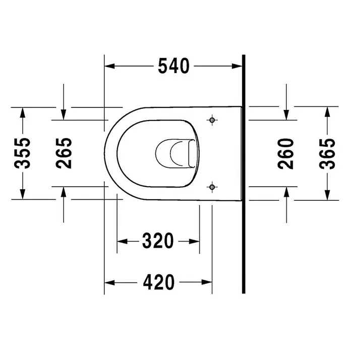 Duravit Darling New Wand-WC - Spülrandlos, Mit schmutzabweisender Glasur, Spülform: Tief, WC Abgang: Waagerecht, Weiß