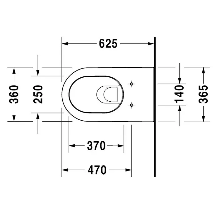 Duravit Darling New Wand-WC Typ 1 - Mit Spülrand, Mit schmutzabweisender Glasur, Spülform: Tief, WC Abgang: Waagerecht, Weiß