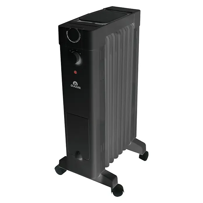 HJM Radiador de aceite Glaziar Santorini 7 - 1.500 W, Negro, L x An x Al: 41,5 x 15 x 61 cm