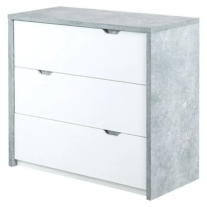 Phönix Bruno Kommode - L x B x H: 40 x 90 x 80,7 cm, Grau/Weiß - Linke Seitenansicht