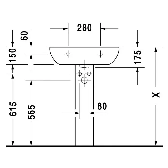 Duravit D-Code Waschtisch - 60 x 46 cm, Ohne Spezialglasur, Hahnloch: Mitte, Mit Überlauf, Weiß